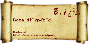 Boza Árpád névjegykártya